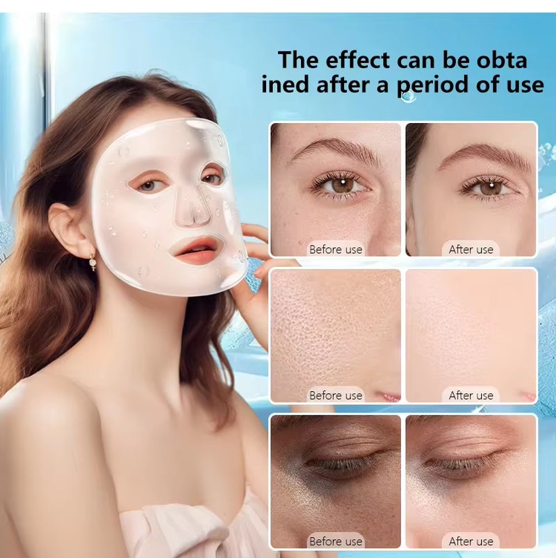 Hot Sale Ice Cooling Silicone Facial Mask with 4-Color LED Device Summer Skin Care Gift Set Skincare Lovers