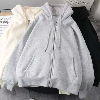 American Street Hip Hop Joker Fur Collar Zipper Hoodie Women Harajuku Y2K New Fashion Vintage Sweatshirt Unisex Punk Warm Hoodie
