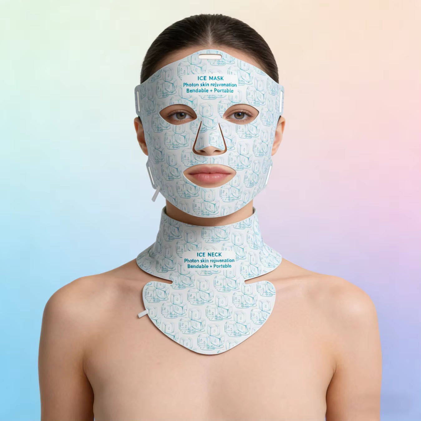 Hot Sale Ice Cooling Silicone Facial Mask with 4-Color LED Device Summer Skin Care Gift Set Skincare Lovers
