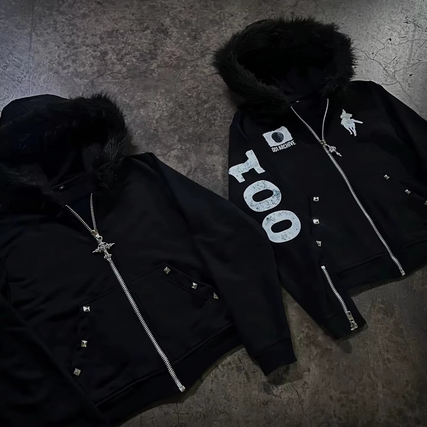American Street Hip Hop Joker Fur Collar Zipper Hoodie Women Harajuku Y2K New Fashion Vintage Sweatshirt Unisex Punk Warm Hoodie