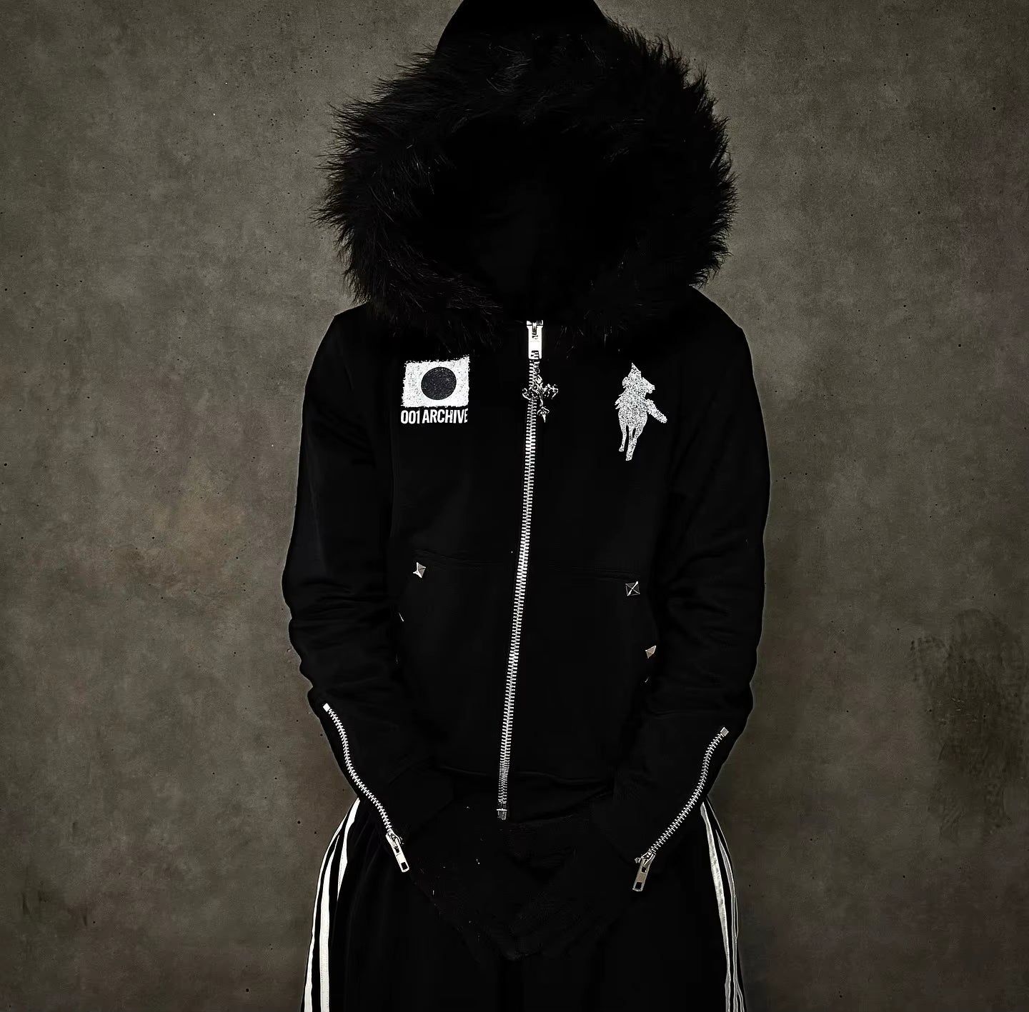 American Street Hip Hop Joker Fur Collar Zipper Hoodie Women Harajuku Y2K New Fashion Vintage Sweatshirt Unisex Punk Warm Hoodie