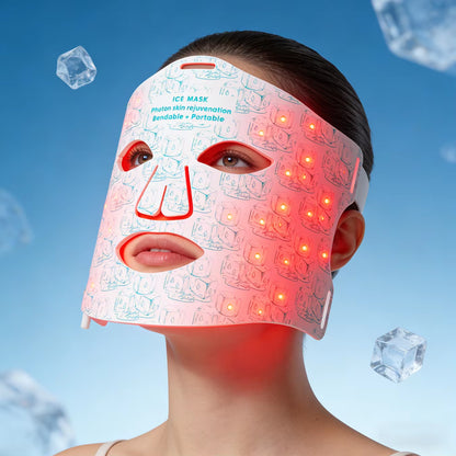 Hot Sale Ice Cooling Silicone Facial Mask with 4-Color LED Device Summer Skin Care Gift Set Skincare Lovers