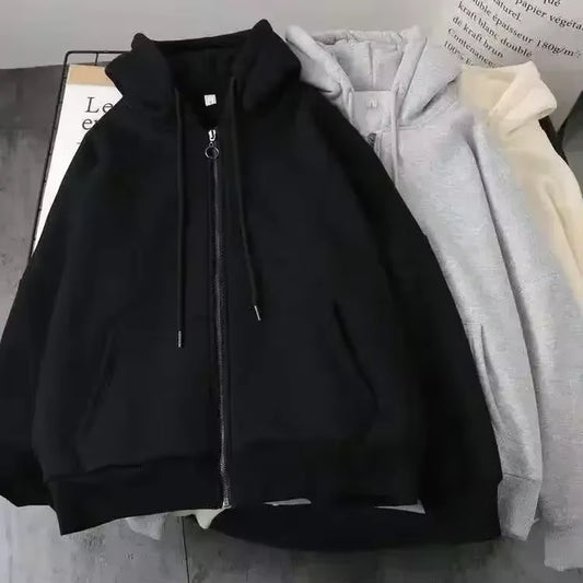 American Street Hip Hop Joker Fur Collar Zipper Hoodie Women Harajuku Y2K New Fashion Vintage Sweatshirt Unisex Punk Warm Hoodie